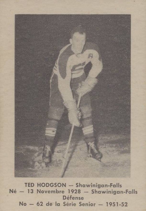 1951 Laval Dairy QSHL Ted Hodgson #62 Hockey Card