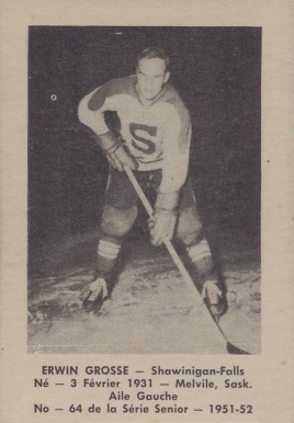 1951 Laval Dairy QSHL Erwin Grosse #64 Hockey Card