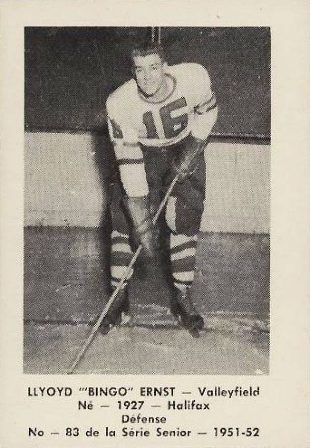 1951 Laval Dairy QSHL Lloyd Ernst #83 Hockey Card
