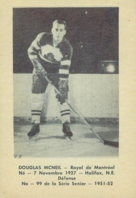 1951 Laval Dairy QSHL Douglas McNeil #99 Hockey Card