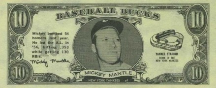 1962 Topps Bucks Mickey Mantle # Baseball Card