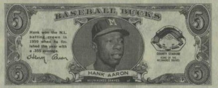 1962 Topps Bucks Hank Aaron # Baseball Card