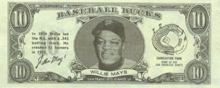 1962 Topps Bucks Willie Mays # Baseball Card