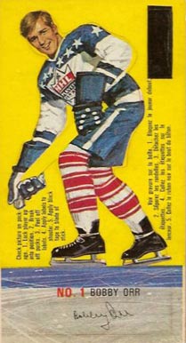 1970 Post Shooters Sticker Bobby Orr #1 Hockey Card