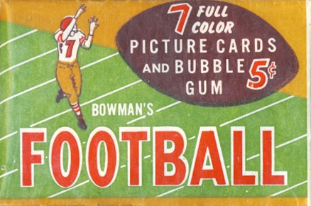 1950 Unopened Packs (1950's) 1954 Bowman 5 Cent Wax Pack #54B5WP Football Card