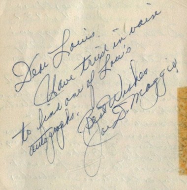 1950 Hall of Fame Autograph Cut Signatures Joe DiMaggio #71 Baseball Card