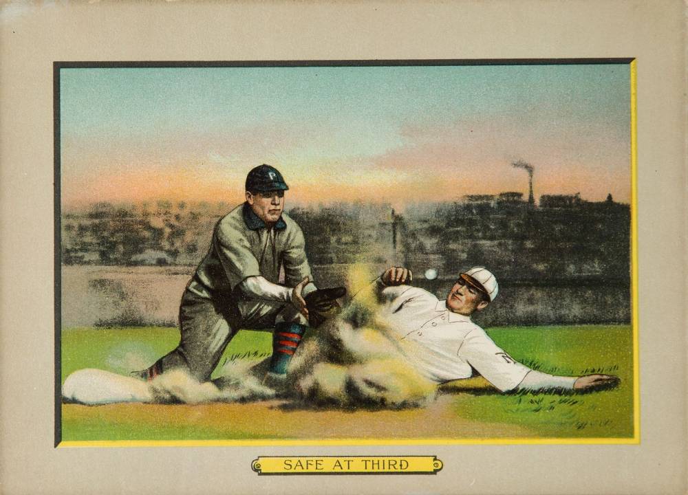 1911 Turkey Reds Safe At Third #46 Baseball Card