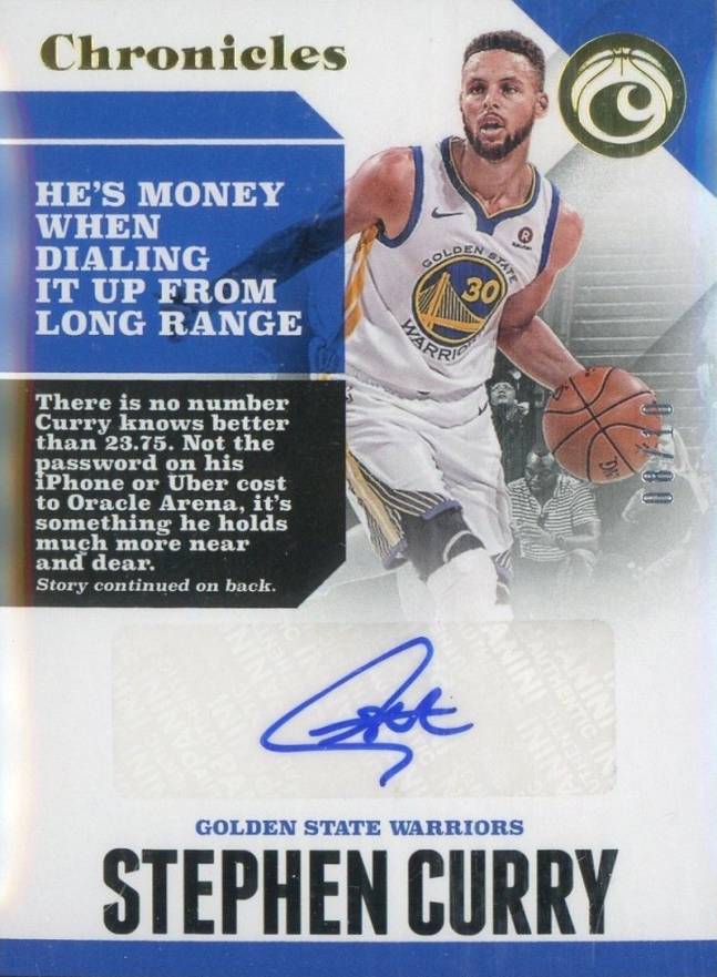 2017 Panini Chronicles Chronicles Autographs Stephen Curry #SCR Basketball Card