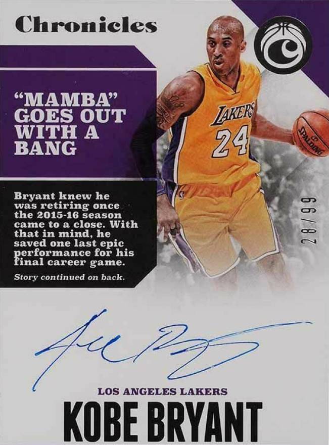 2017 Panini Chronicles Chronicles Autographs Kobe Bryant #KBR Basketball Card