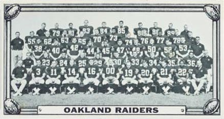 1968 Topps Test Teams Oakland Raiders #17 Football Card