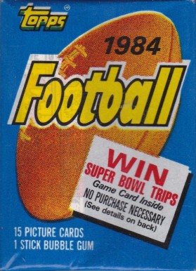 1980 Unopened Packs (1980's) 1984 Topps Wax Pack #84Twp Football Card