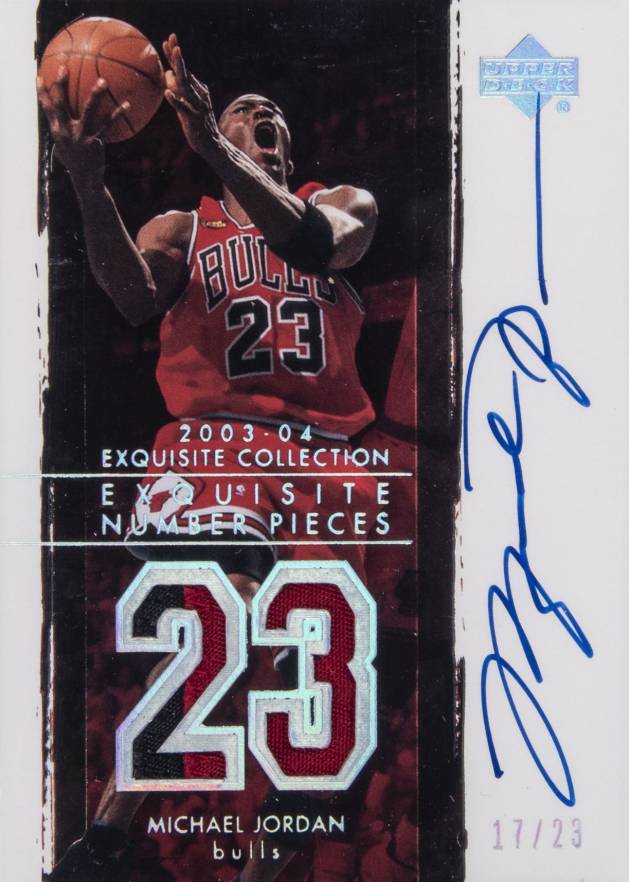 2003 UD Exquisite Collection Number Piece Autographs Michael Jordan #NP-MJ Basketball Card