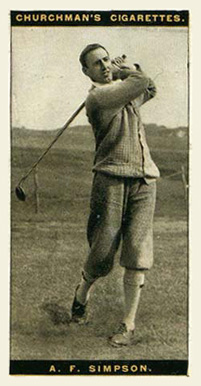 1927 WA & AC Churchman's Famous Golfers-Small A.F. Simpson #38 Golf Card
