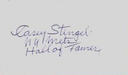 1999 HOF Autograph Index, Postcards, Album, Photo, etc Casey Stengel # Baseball Card