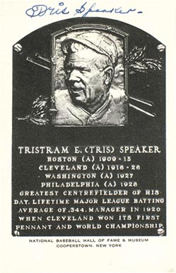 1990 Autograph B&W HOF Plaque Tris Speaker #233 Baseball Card