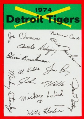 1974 Topps Team Checklist Detroit Tigers #9 Baseball Card