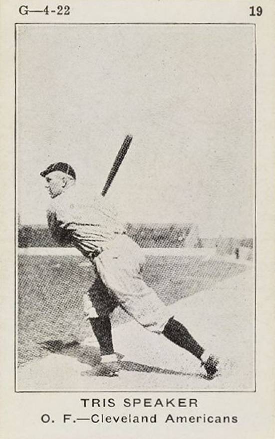 1922 Strip Card Tris Speaker #19 Baseball Card