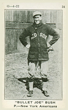 1922 Strip Card Joe Bush #34 Baseball Card