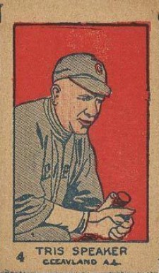 1926 Strip Card Tris Speaker Cleveland A.L. #4 Baseball Card
