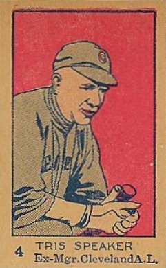 1926 Strip Card Tris Speaker Ex-Mgr. Cleveland A.L. #4 Baseball Card
