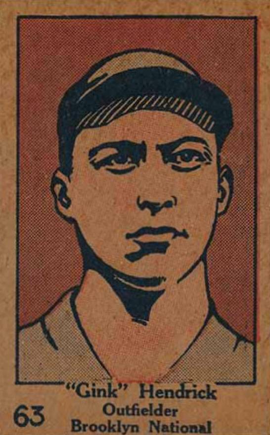 1928 Strip Card "Gink" Hendrick #63 Baseball Card