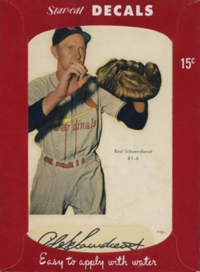 1952 Star-Cal Decals Type 1 Red Schoendienst #81-A Baseball Card