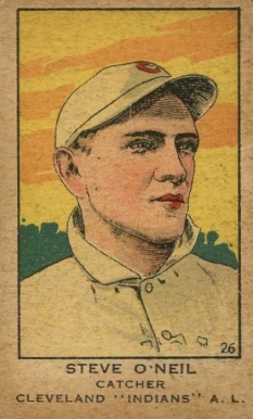 1919 Strip Card Steve O'Neil, Catcher, Cleveland "Indians" A.L. #26 Baseball Card