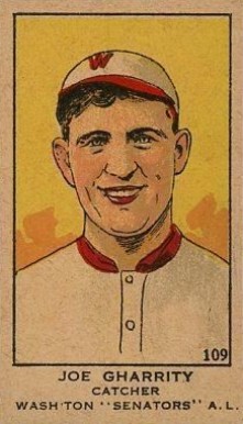 1919 Strip Card Joe Gharrity Catcher Washington "Senators" A.L. #109 Baseball Card