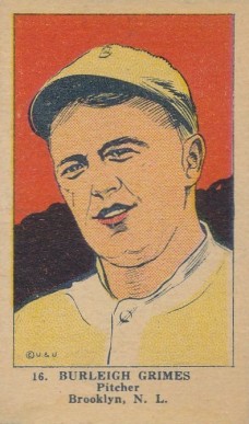 1923 Strip Card Burleigh Grimes #16 Baseball Card