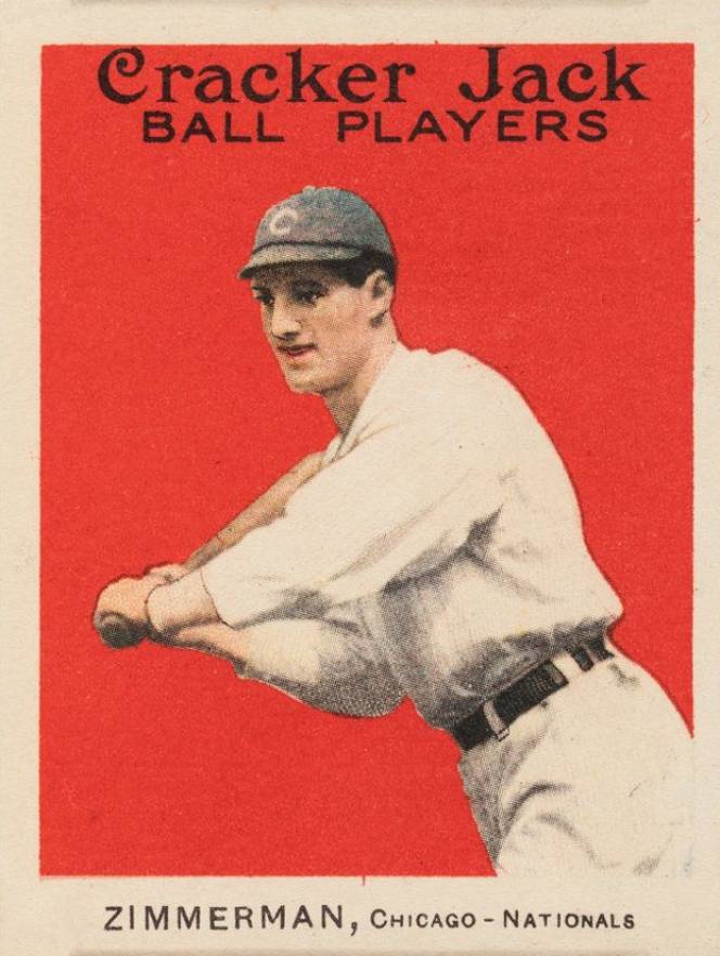 1915 Cracker Jack ZIMMERMAN, Chicago-Nationals #21 Baseball Card