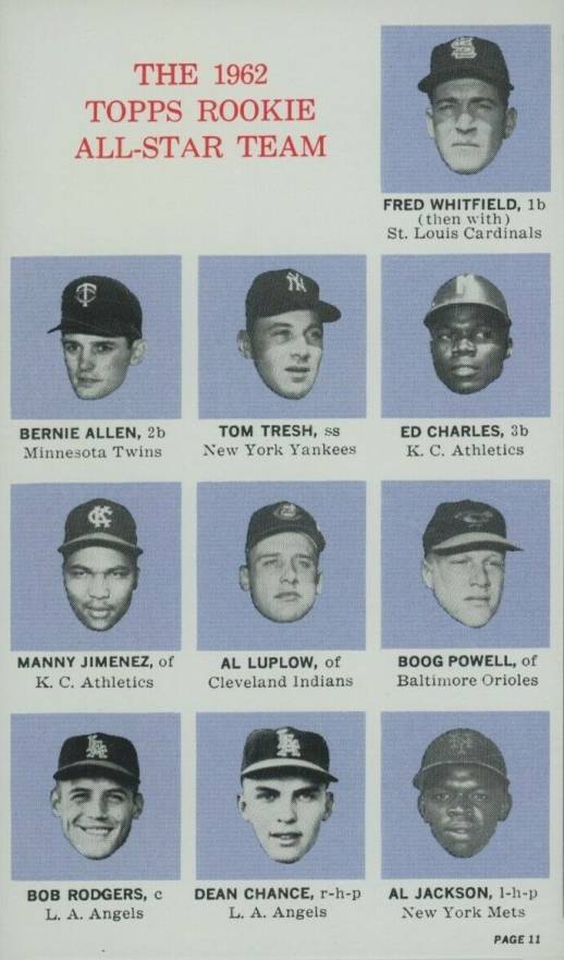 1964 Topps Rookie All-Star Banquet 1962 Topps Rookie All-Star Team #11 Baseball Card