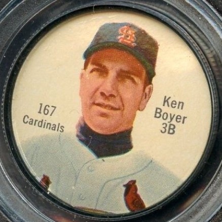 1962 Salada-Junket Coin Ken Boyer #167 Baseball Card