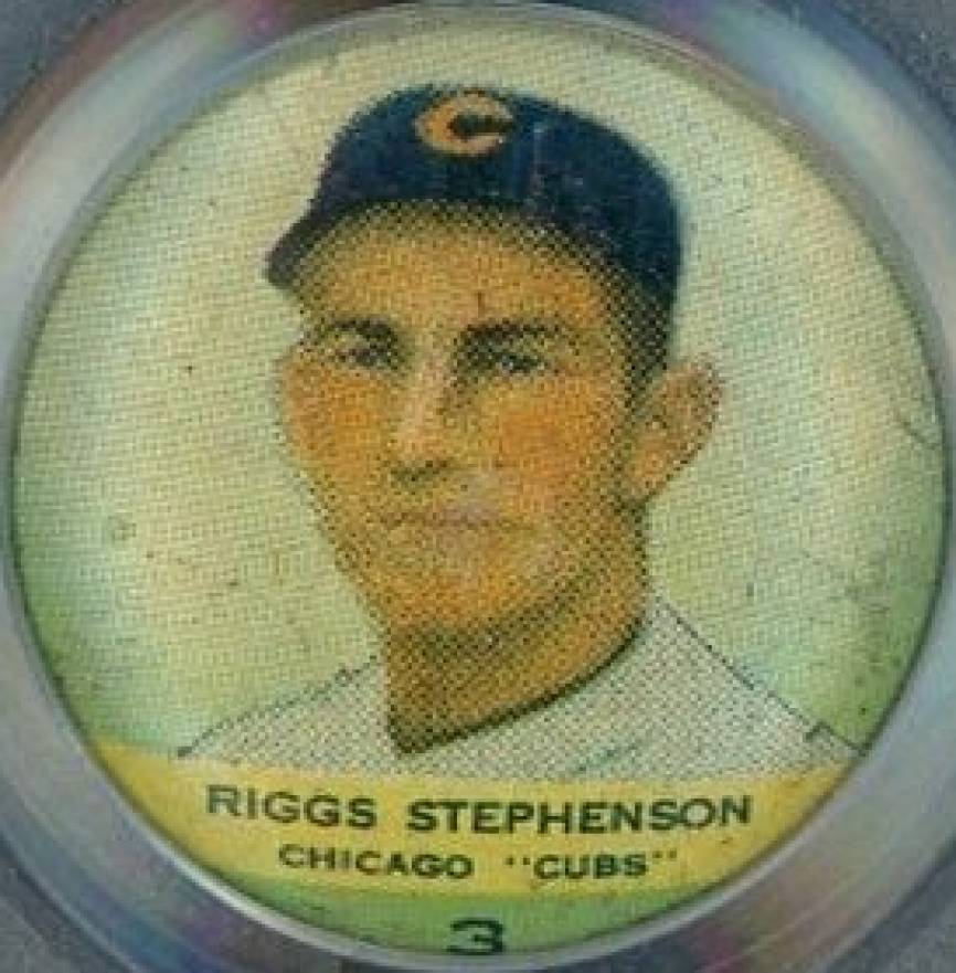 1932 Orbit Gum Pins Numbered Riggs Stephenson #3 Baseball Card