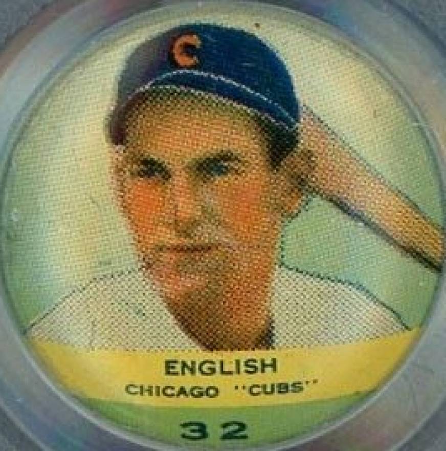 1932 Orbit Gum Pins Numbered Woody English #32 Baseball Card