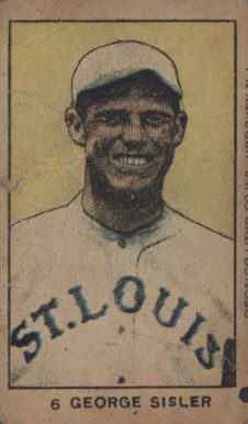 1920 Numbered Strip Card George Sisler #6 Baseball Card