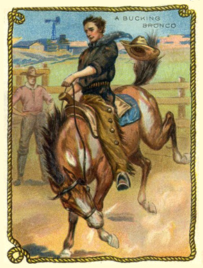 1909 Hassan Cigarettes Cowboy Series A Bucking Bronco #5 Non-Sports Card