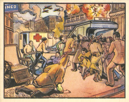 1938 Horrors of War Populace Streams Underground To Avoid Bombs #141 Non-Sports Card