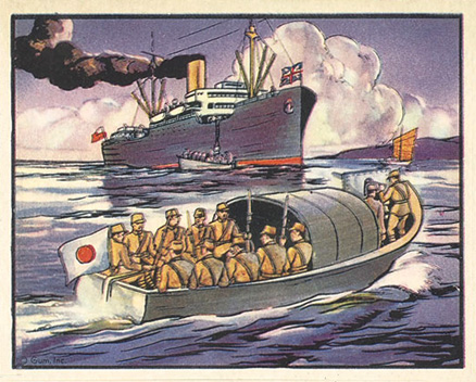 1938 Horrors of War Jap Launches Halt British Ship Whangpoo #203 Non-Sports Card