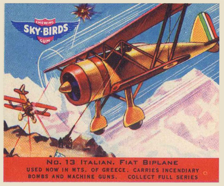 1941 Goudey Sky Birds Italian. Fiat Biplane #13 Non-Sports Card