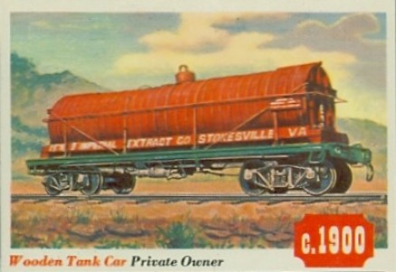 1955 Topps Rails & Sails Wooden Tank Car #14 Non-Sports Card