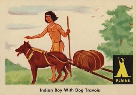 1959 Indian Trading Card Indian Boy With Dog Travois #3 Non-Sports Card
