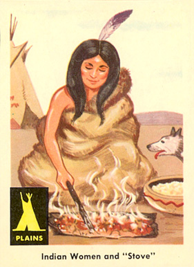 1959 Indian Trading Card Indian Women And Stove #5 Non-Sports Card