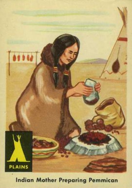 1959 Indian Trading Card Indian Mother Preparing Pecciman #8 Non-Sports Card