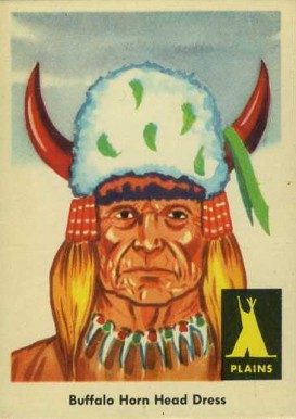 1959 Indian Trading Card Buffalo Horn Head Dress #19 Non-Sports Card