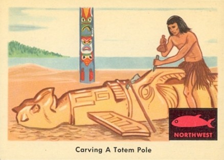 1959 Indian Trading Card Carving A Totem Pole #43 Non-Sports Card