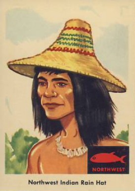 1959 Indian Trading Card Northwest Indian Rain Hat #44 Non-Sports Card