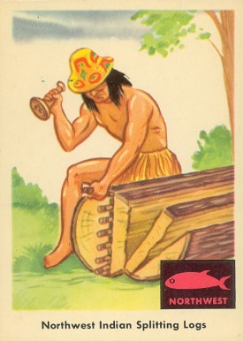 1959 Indian Trading Card Northwest Indian Splitting Logs #49 Non-Sports Card