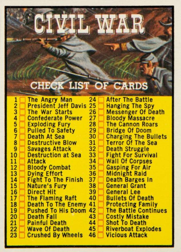 1962 Civil War News Checklist #88 Non-Sports Card