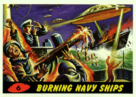 1962 Mars Attacks Burning Navy Ships #6 Non-Sports Card