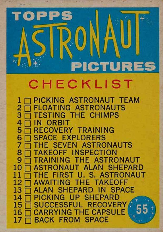 1963  Topps Astronauts Checklist #55 Non-Sports Card